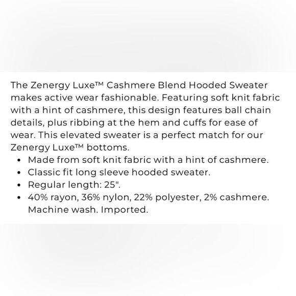 Chico’s Zenergy Cashmere Hooded Sweater teal - Picture 11 of 11